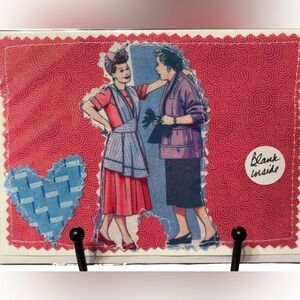 Lucy to My Ethel Uniquely Sewn Greeting Card Retro Inspired